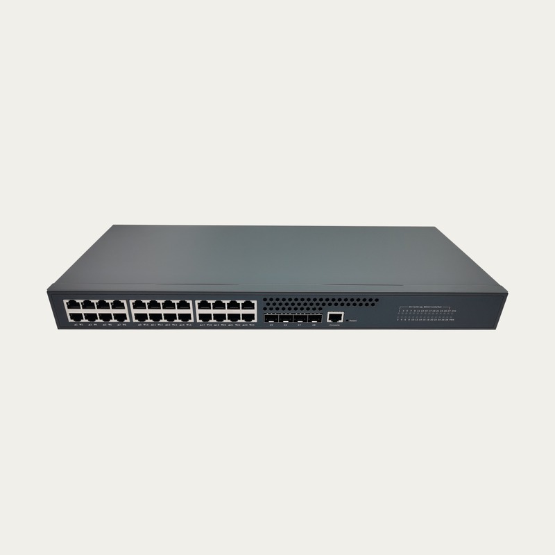 STC-424XGGPM-280W commercial L2+ managed PoE switch dual AC redundant power