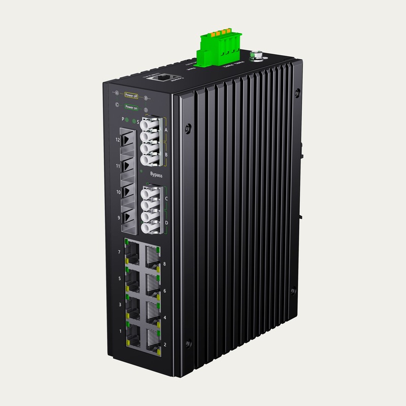 STI-488XGGPM2B-2BT industrial L2+ managed PoE++ switch fiber bypass DIN-rail
